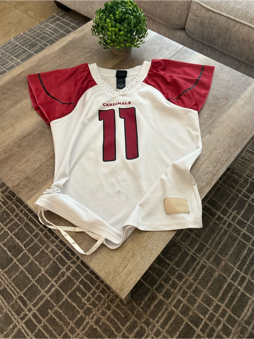 NFL Reebok woman’s Larry Fitzgerald Cardinals White & Red Jersey #11